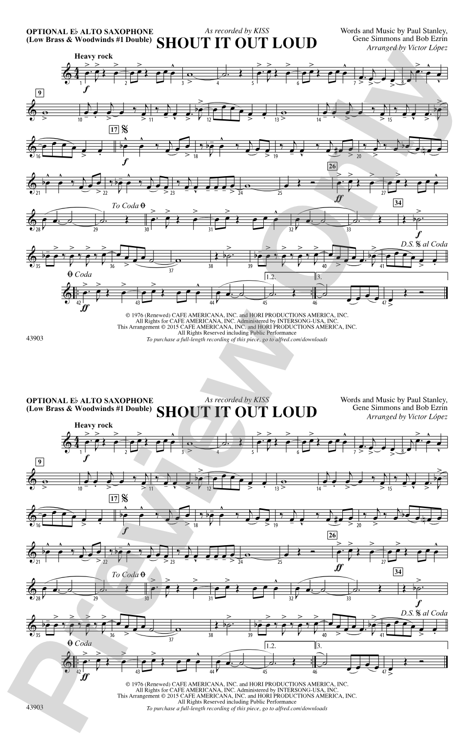 Shout It Out Loud: Optional Alto Sax