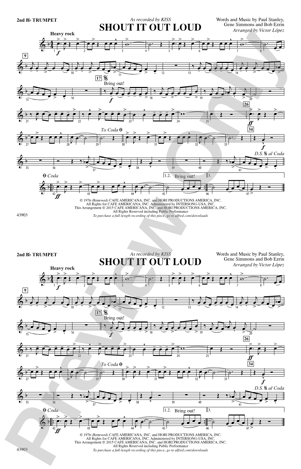 Shout It Out Loud: 2nd B-flat Trumpet