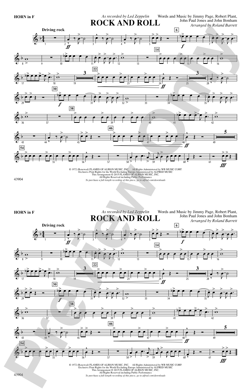 Rock and Roll: 1st F Horn