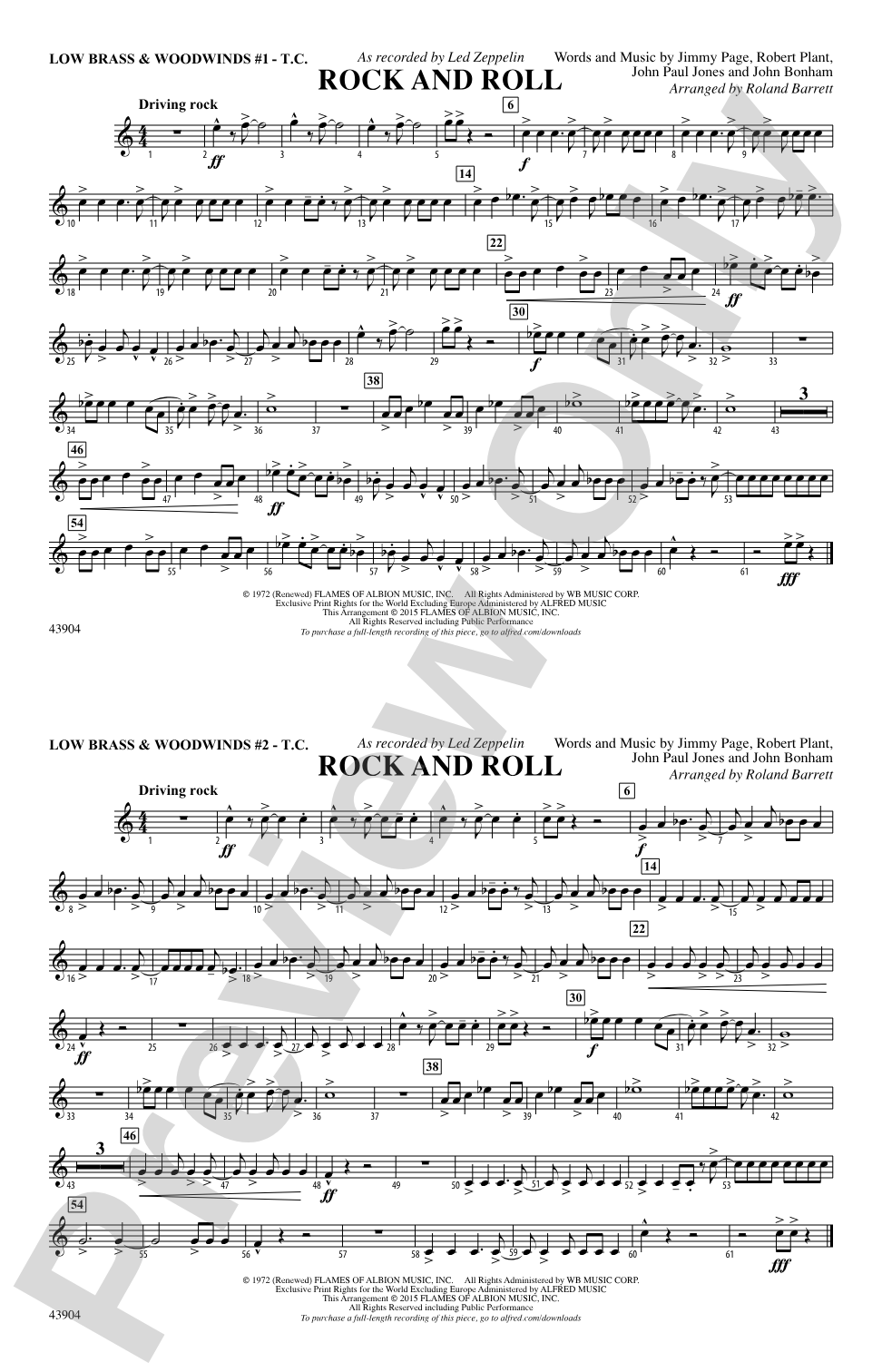 Rock and Roll: Low Brass & Woodwinds #1 - Treble Clef
