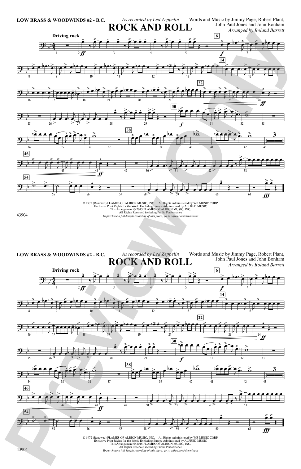 Rock and Roll: Low Brass & Woodwinds #2 - Bass Clef