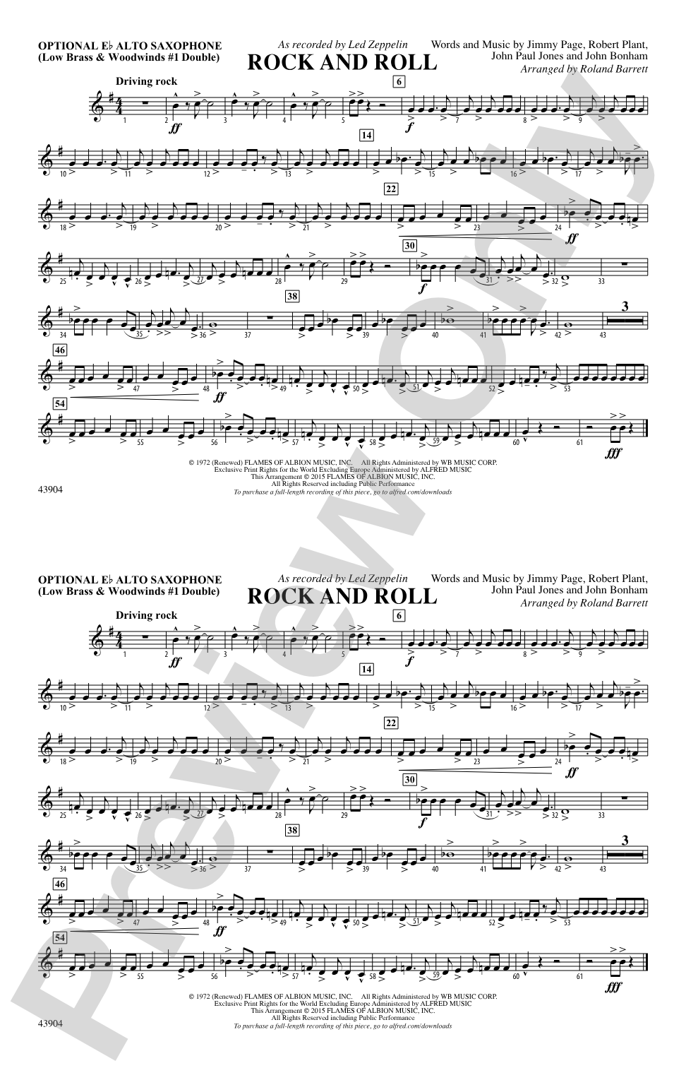 Rock and Roll: Optional Alto Sax