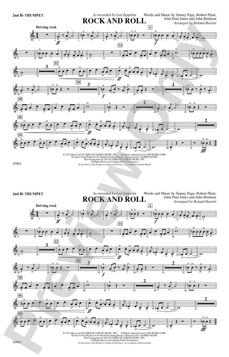 Rock and Roll: 2nd B-flat Trumpet