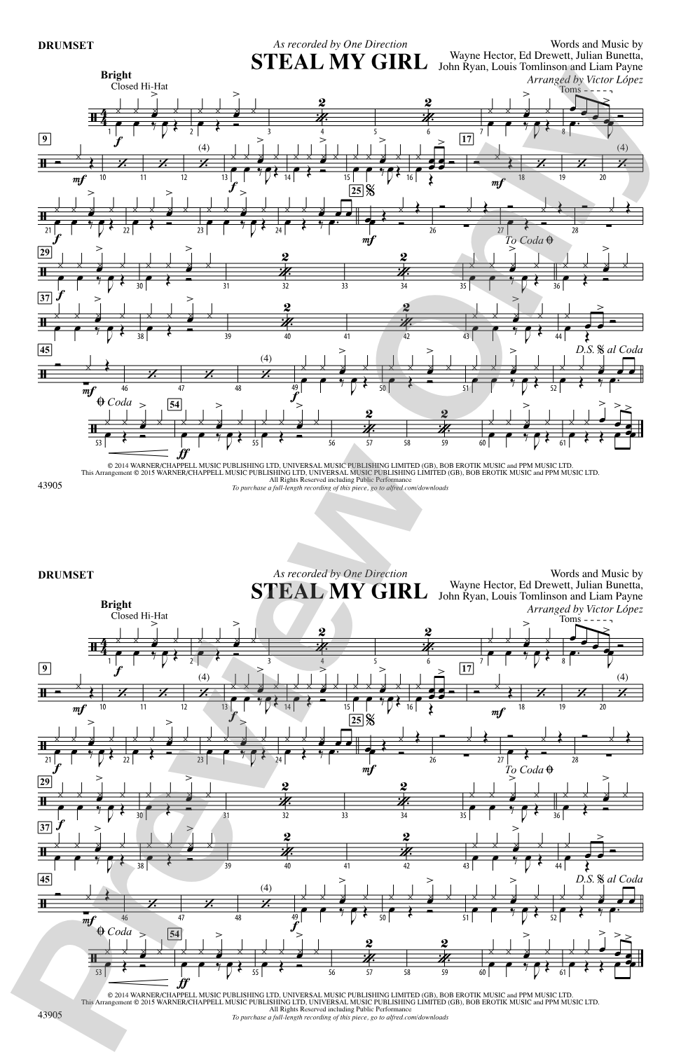 Steal My Girl: Drums