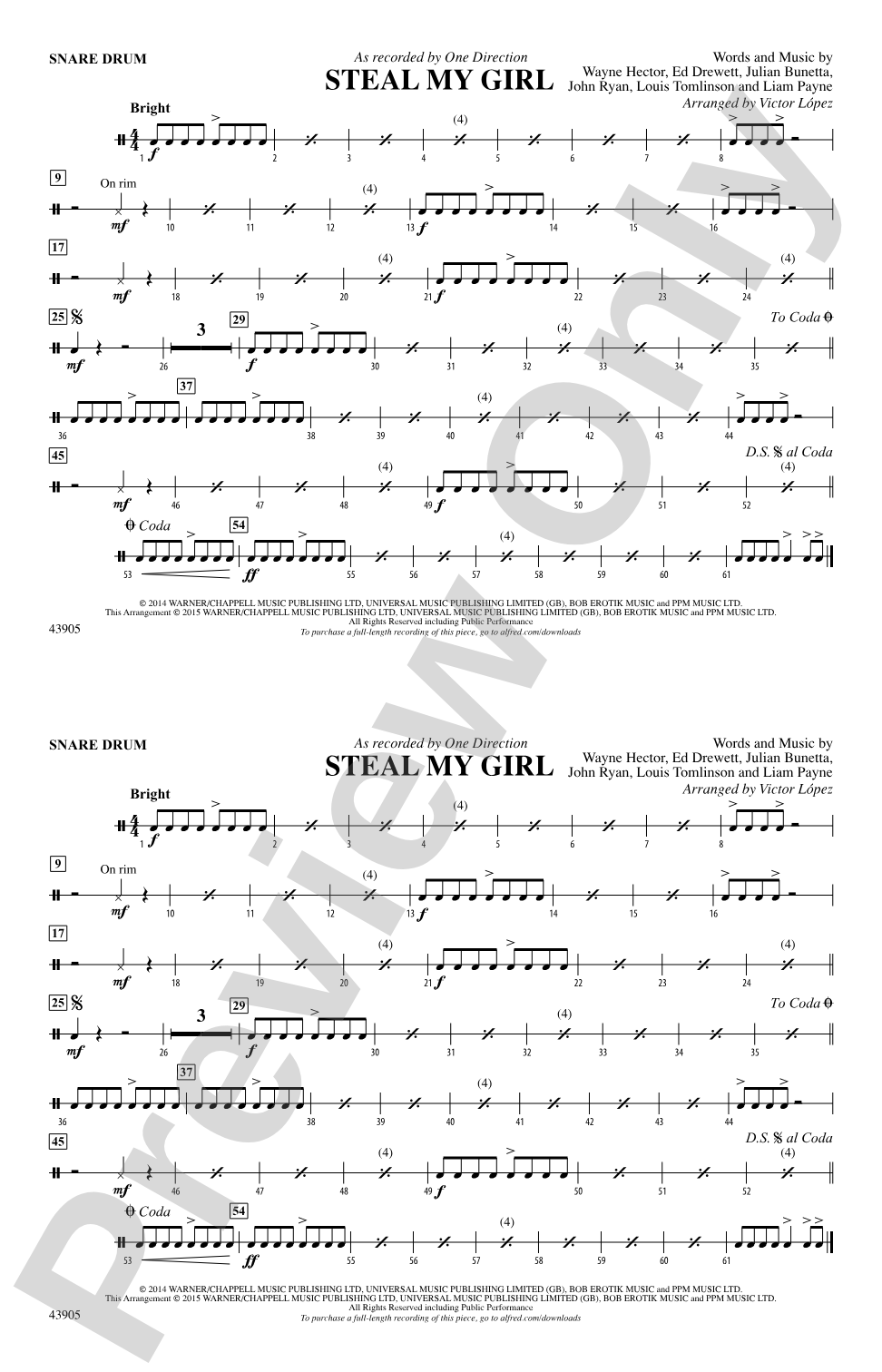 Steal My Girl: Snare Drum