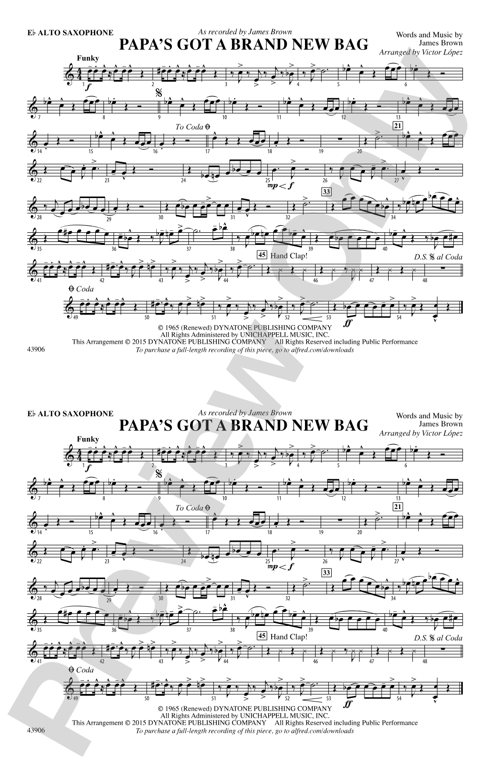 Papa's Got a Brand New Bag: E-flat Alto Saxophone
