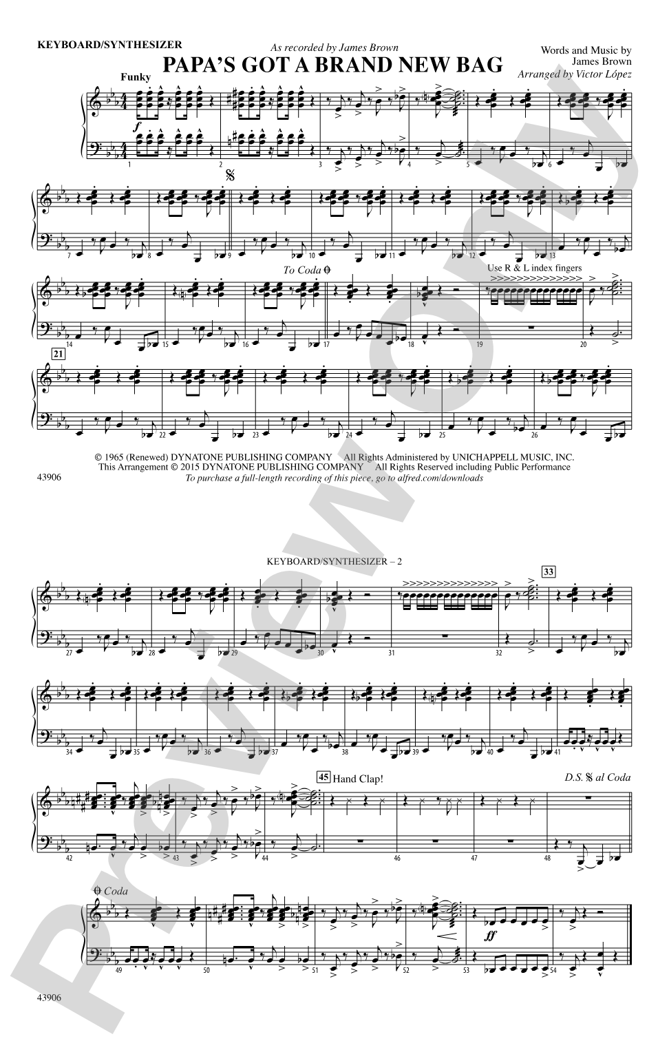 Papa's Got a Brand New Bag: Piano Accompaniment