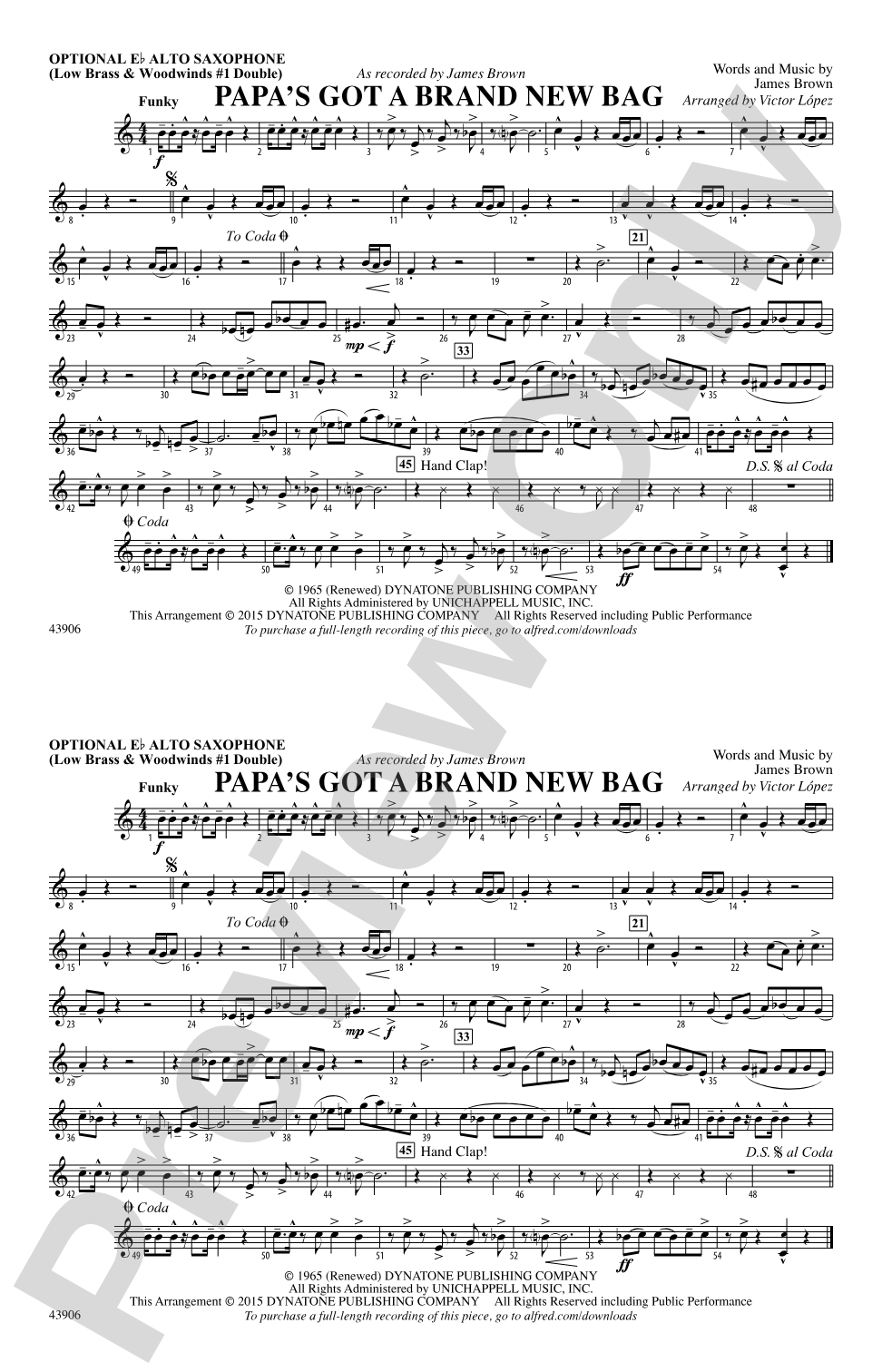 Papa's Got a Brand New Bag: Optional Alto Sax