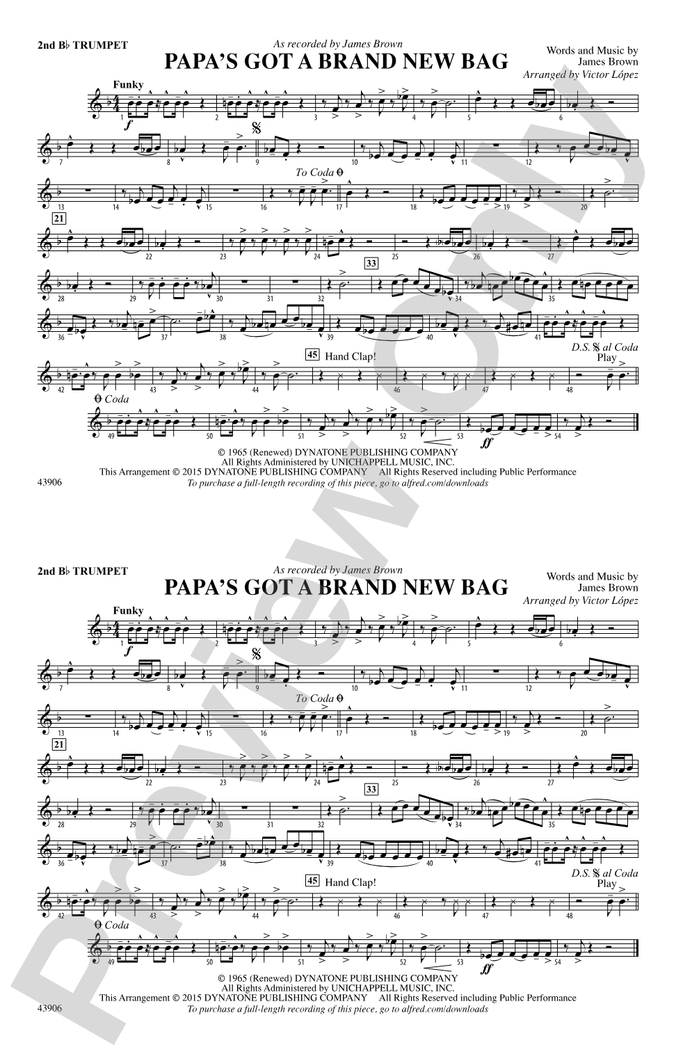 Papa's Got a Brand New Bag: 2nd B-flat Trumpet