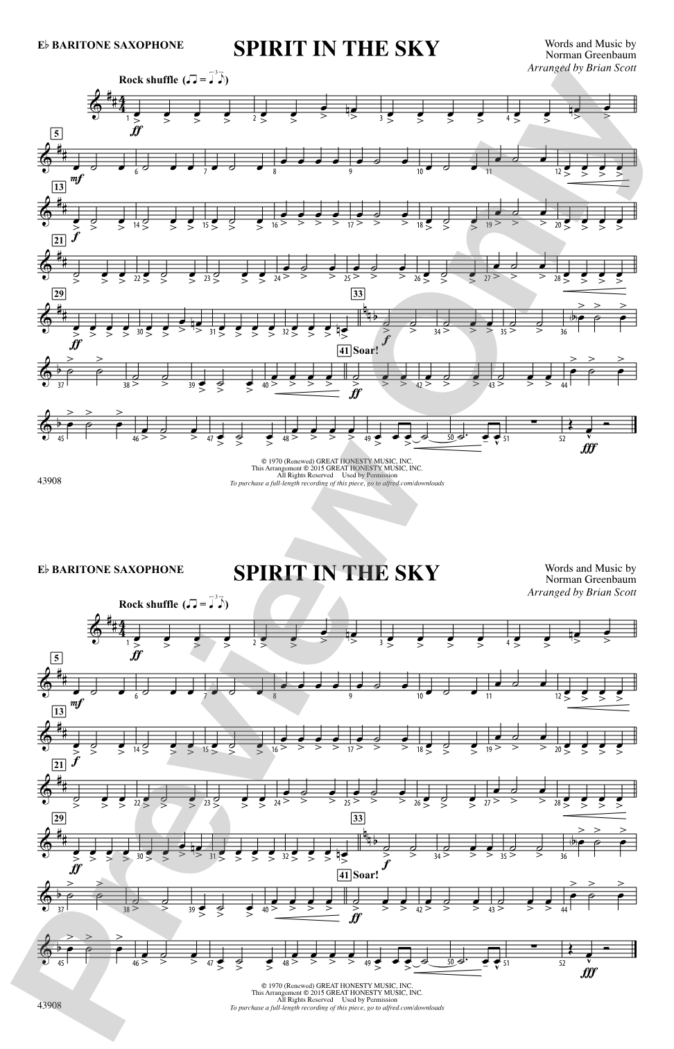 Spirit in the Sky (from Guardians of the Galaxy): E-flat Baritone Saxophone