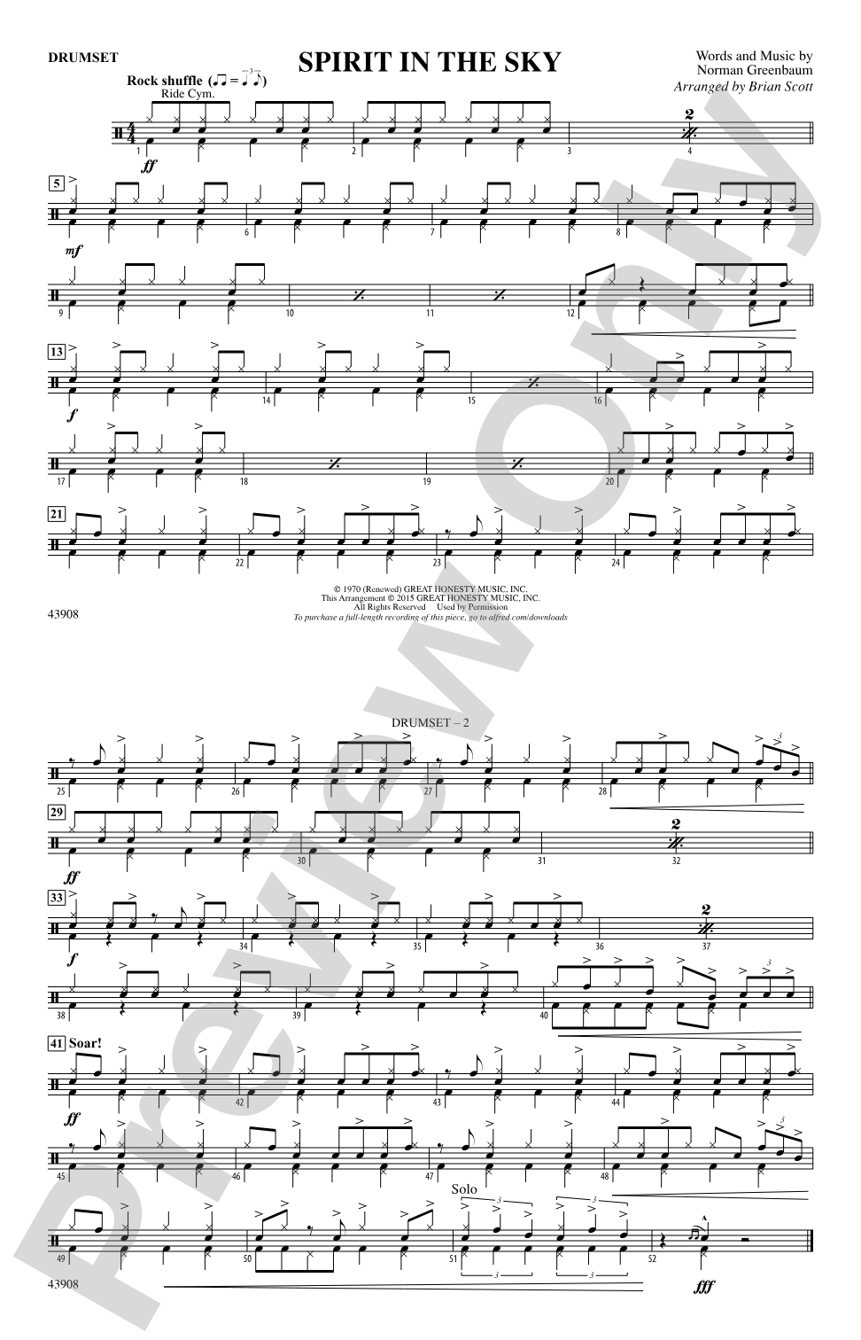 Spirit in the Sky (from Guardians of the Galaxy): Drums