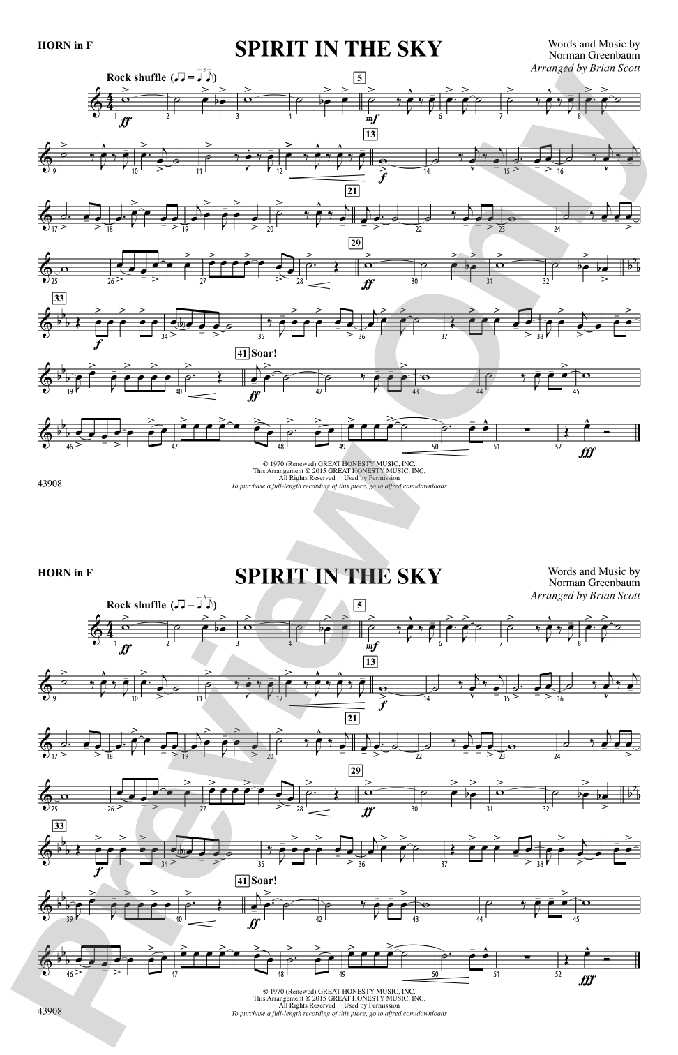 Spirit in the Sky (from Guardians of the Galaxy): 1st F Horn