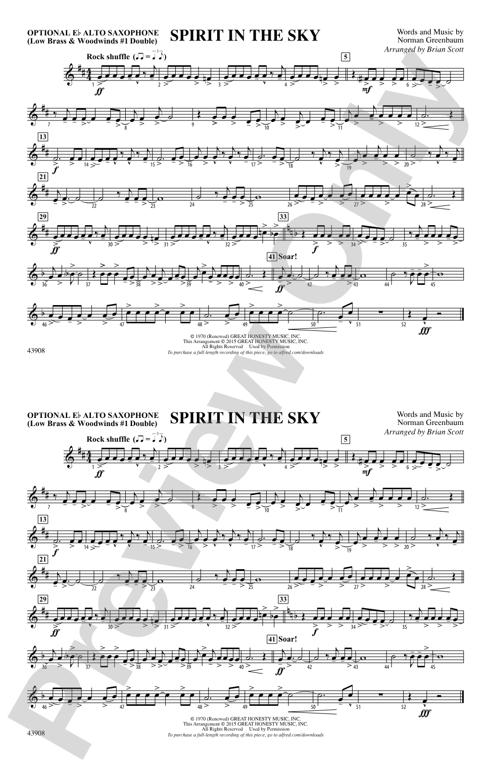 Spirit in the Sky (from Guardians of the Galaxy): Optional Alto Sax