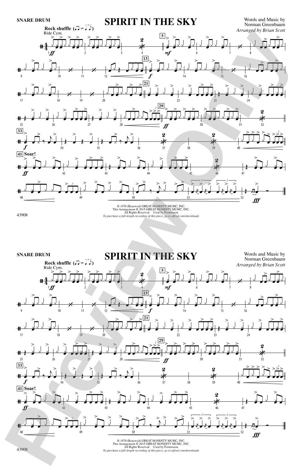 Spirit in the Sky (from Guardians of the Galaxy): Snare Drum