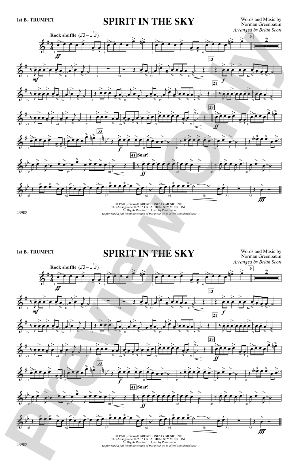 Spirit in the Sky (from Guardians of the Galaxy): 1st B-flat Trumpet