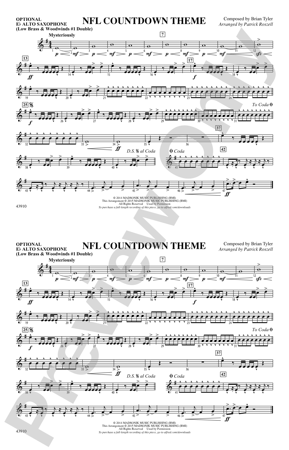 NFL Countdown Theme: Optional Alto Sax