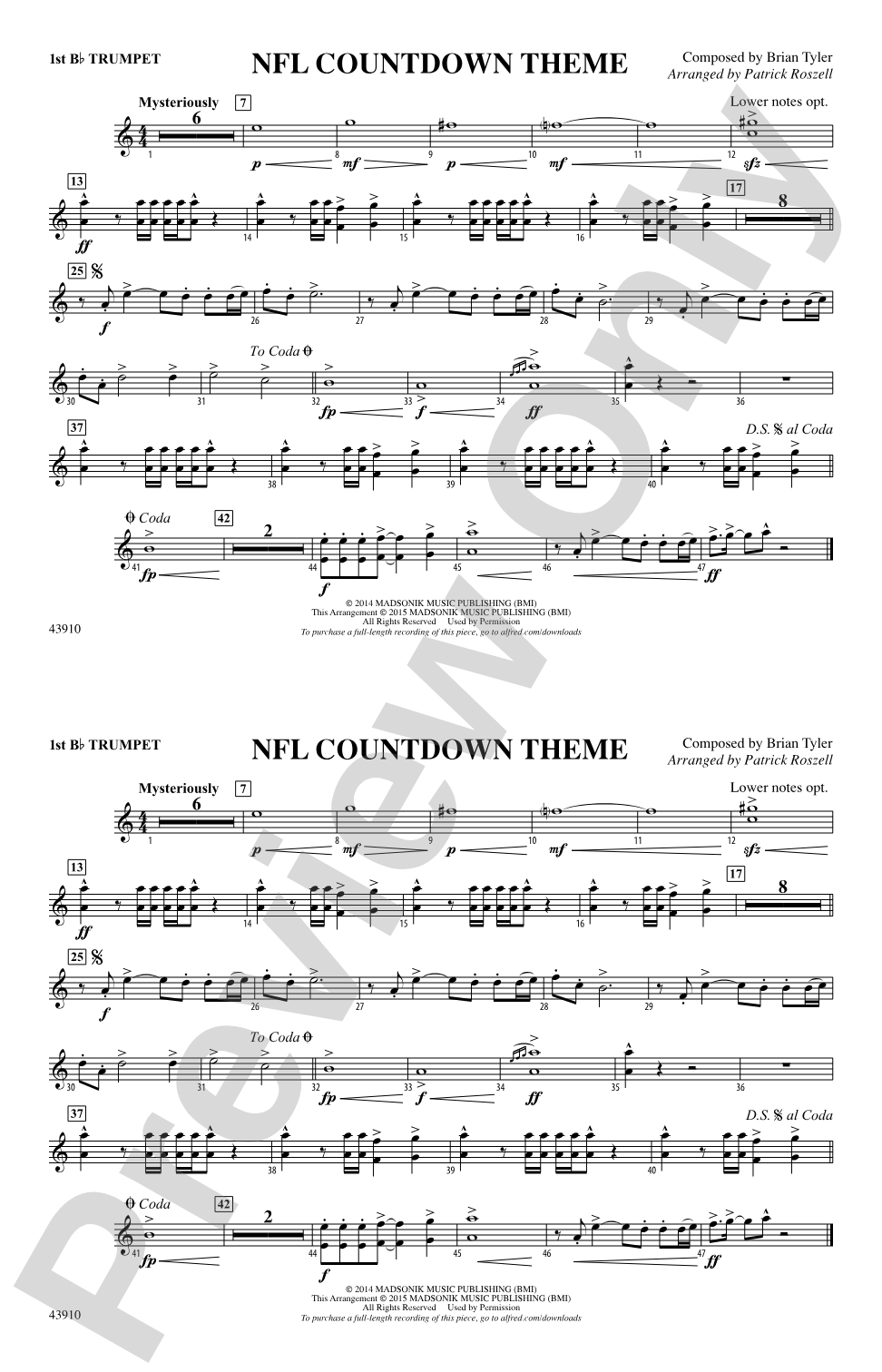 NFL Countdown Theme: 1st B-flat Trumpet
