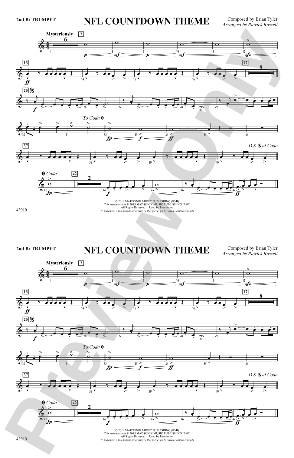 NFL Countdown Theme: 2nd B-flat Trumpet