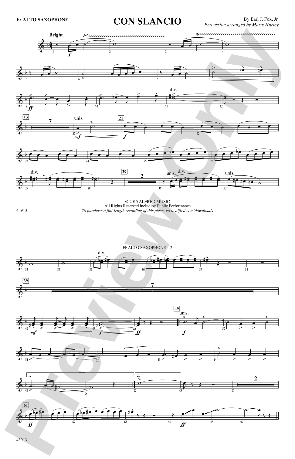 Con Slancio: E-flat Alto Saxophone