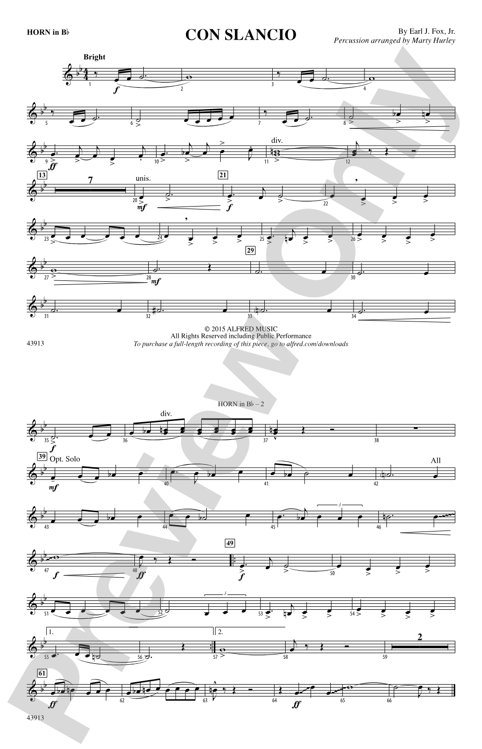 Con Slancio: Horn in B flat