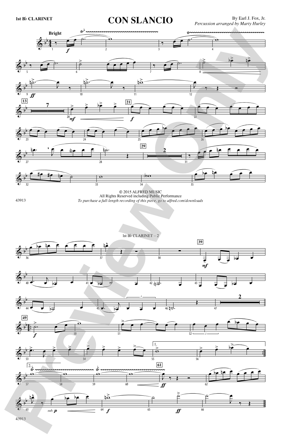 Con Slancio: 1st B-flat Clarinet