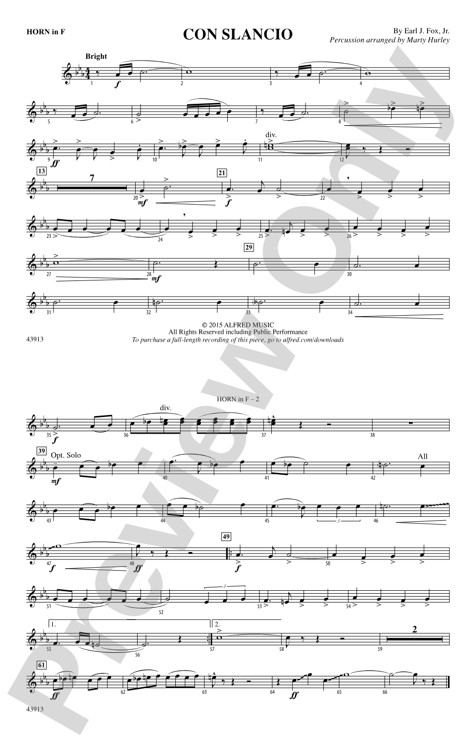 Con Slancio: 1st F Horn