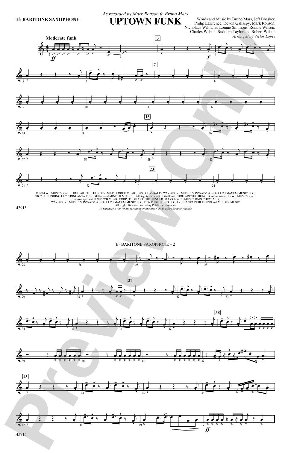 Uptown Funk: E-flat Baritone Saxophone