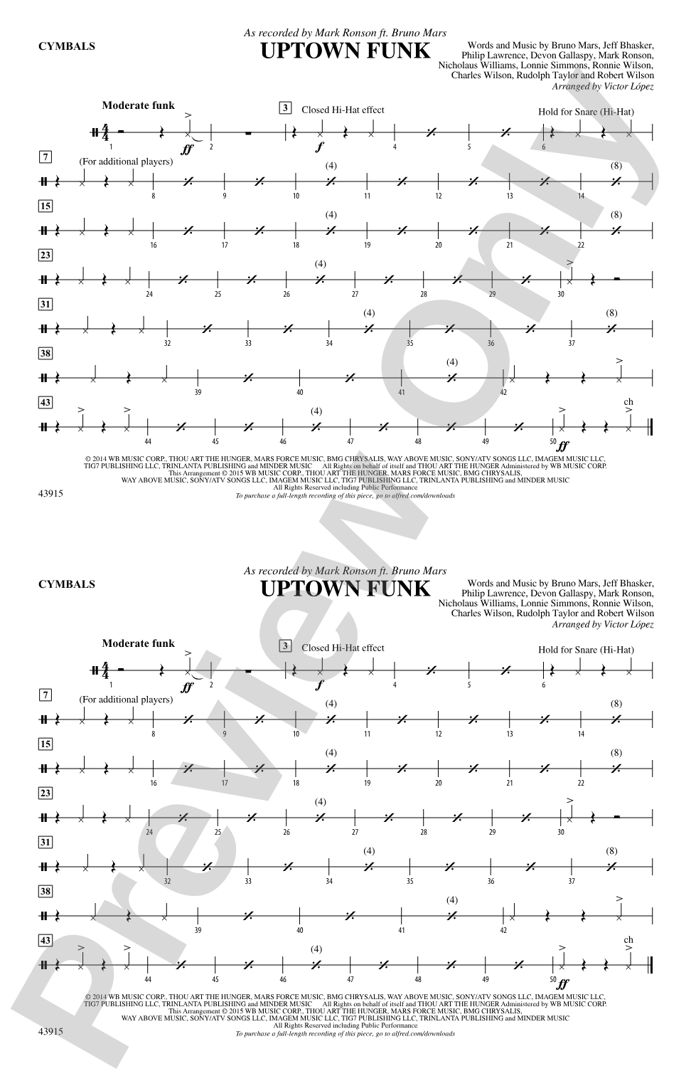 Uptown Funk: Cymbals