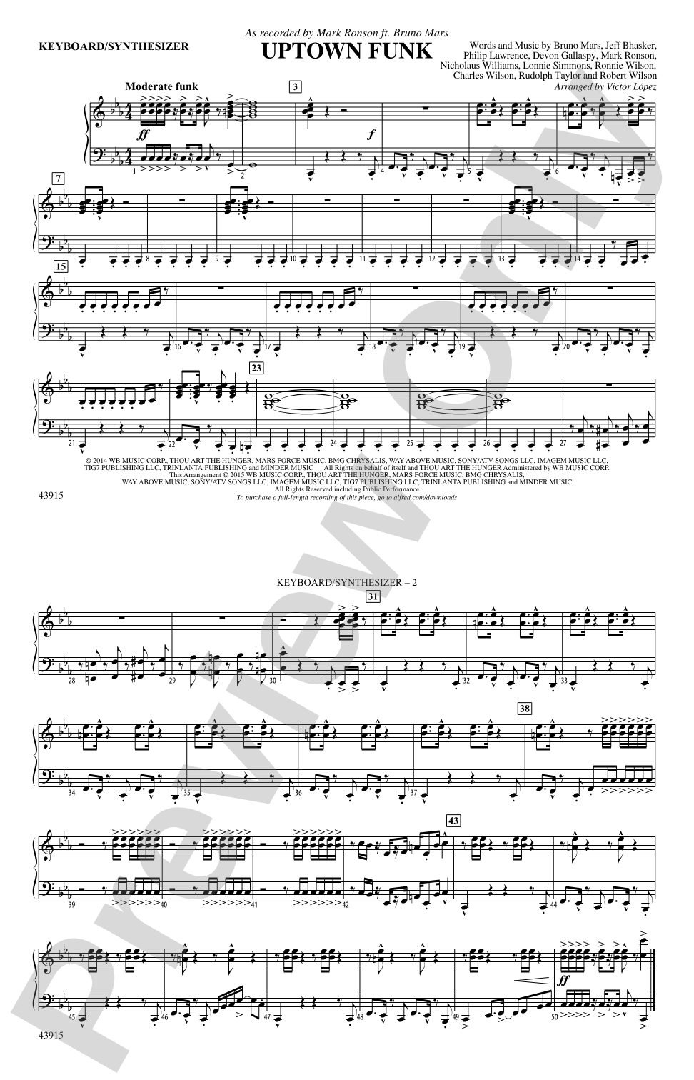Uptown Funk: Piano Accompaniment