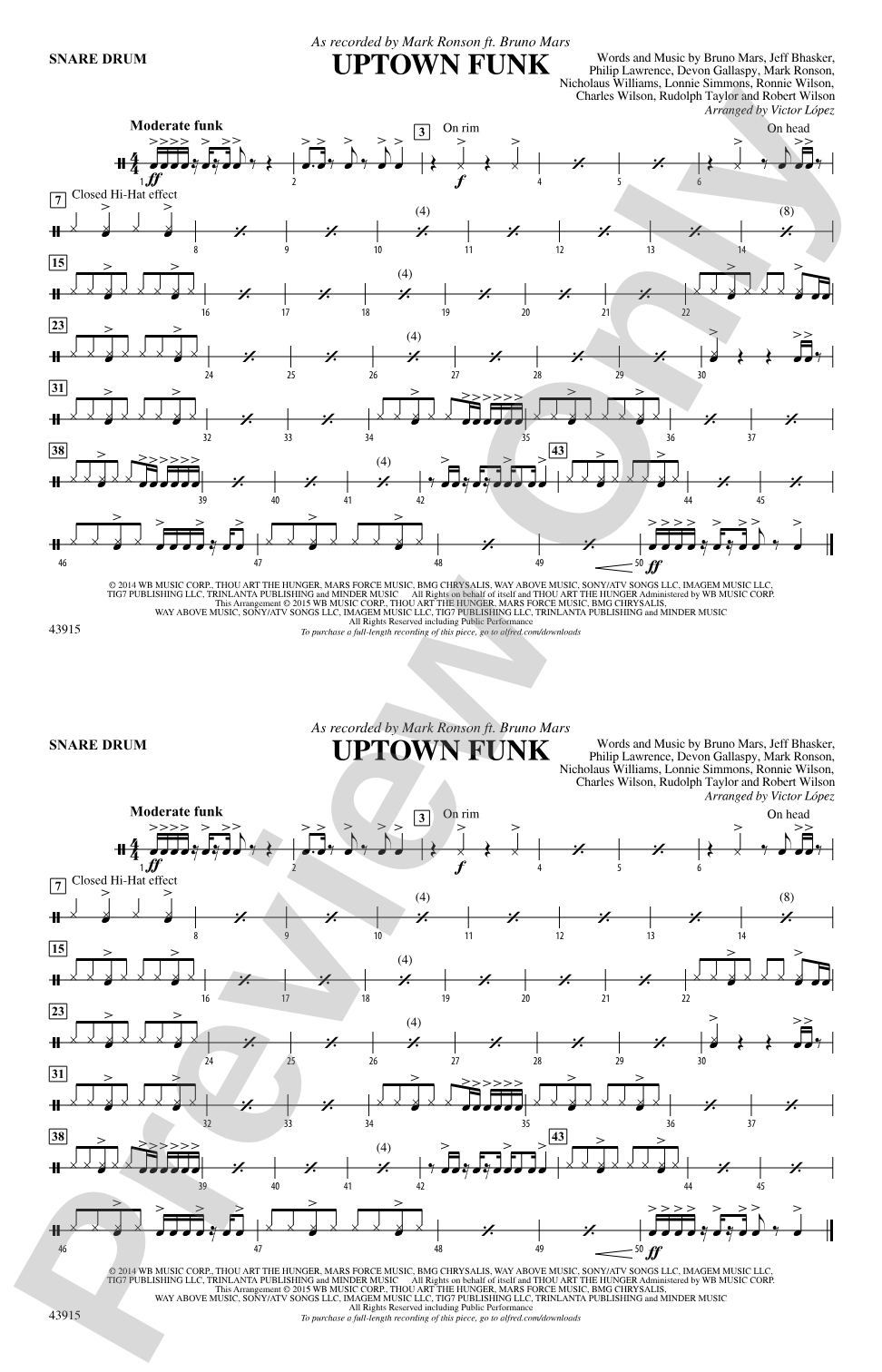 Uptown Funk: Snare Drum