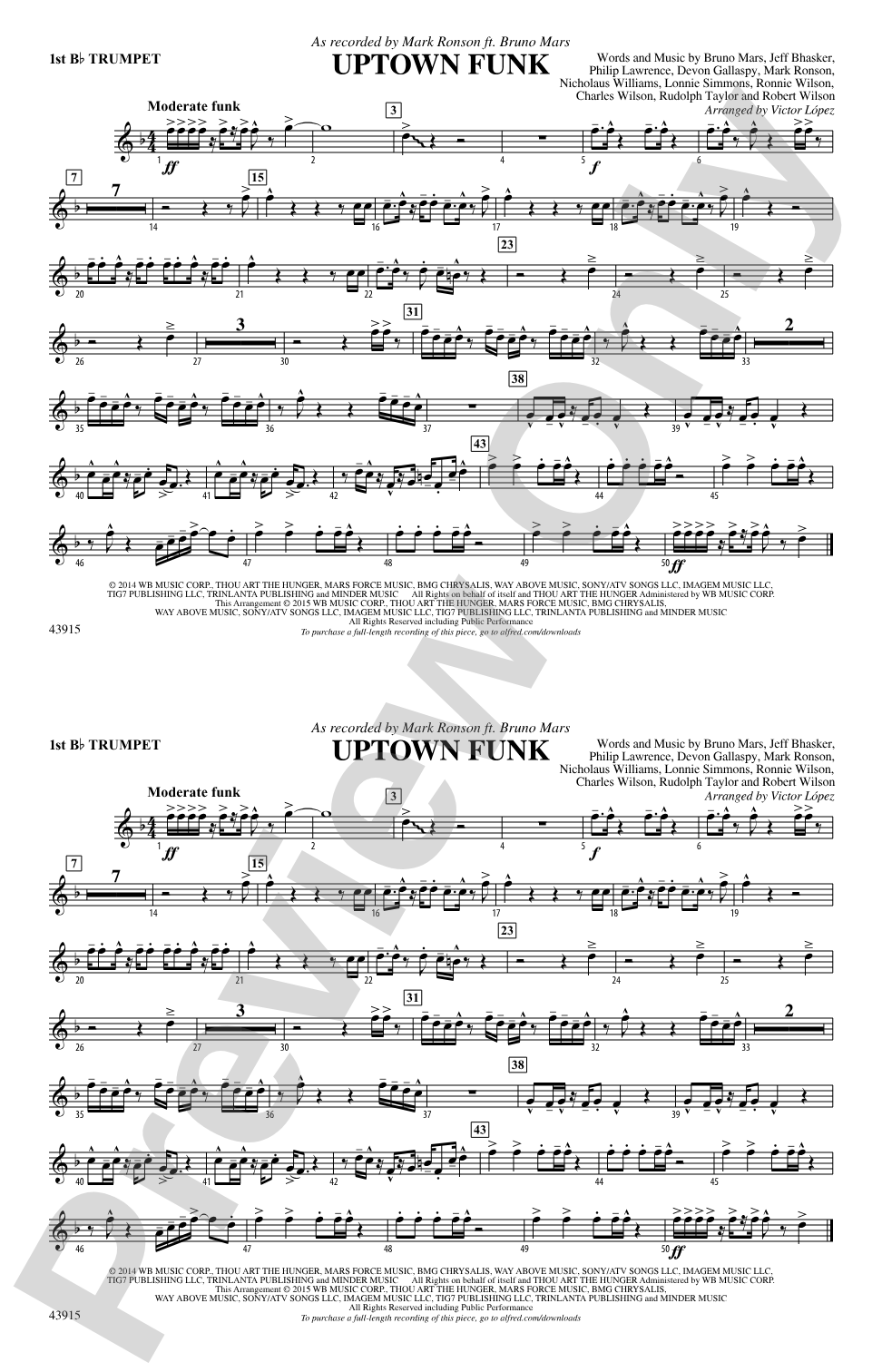 Uptown Funk: 1st B-flat Trumpet
