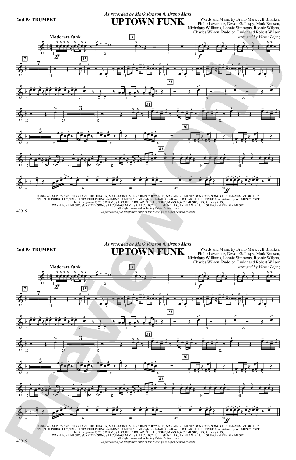 Uptown Funk: 2nd B-flat Trumpet