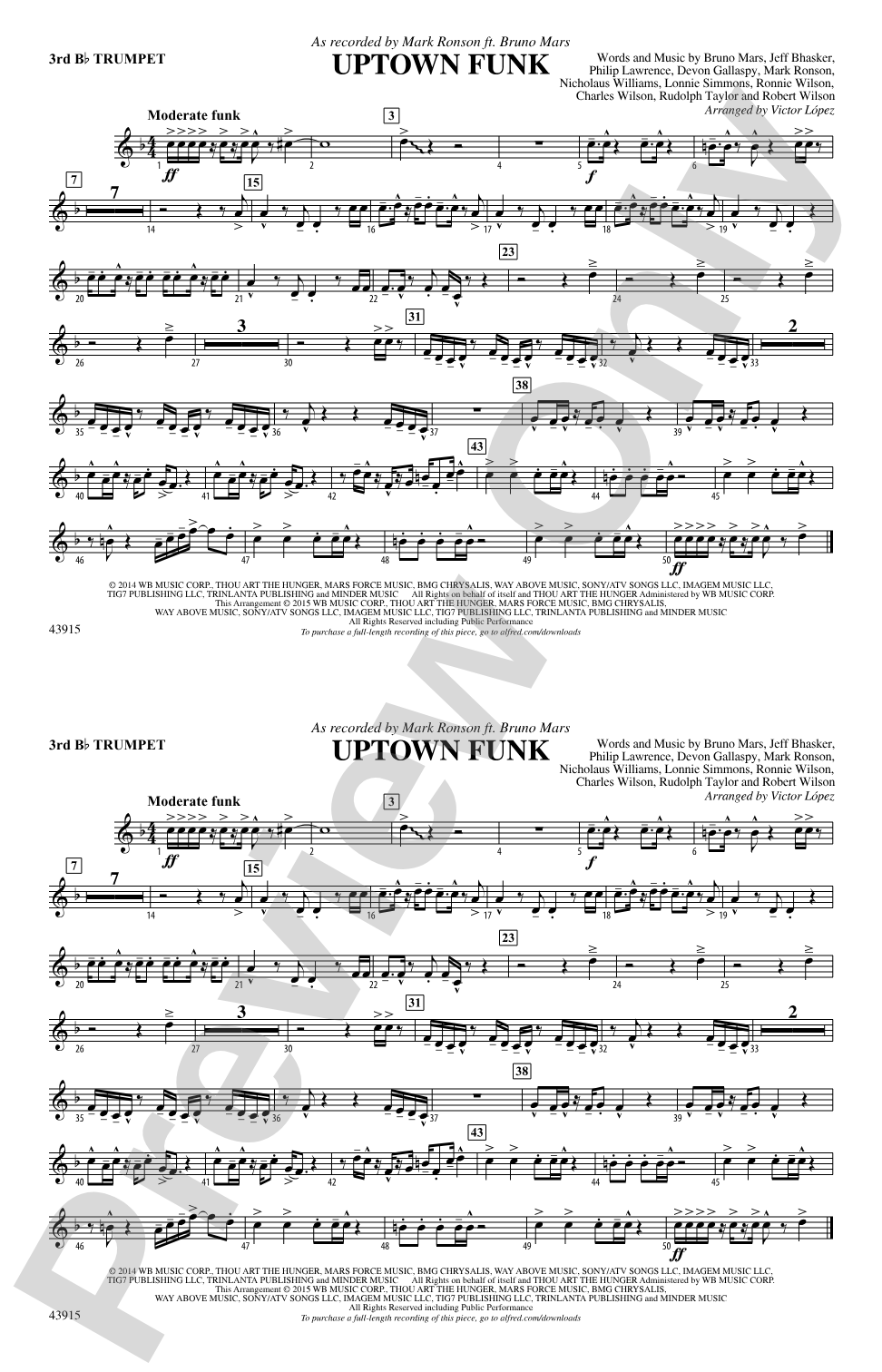 Uptown Funk: 3rd B-flat Trumpet