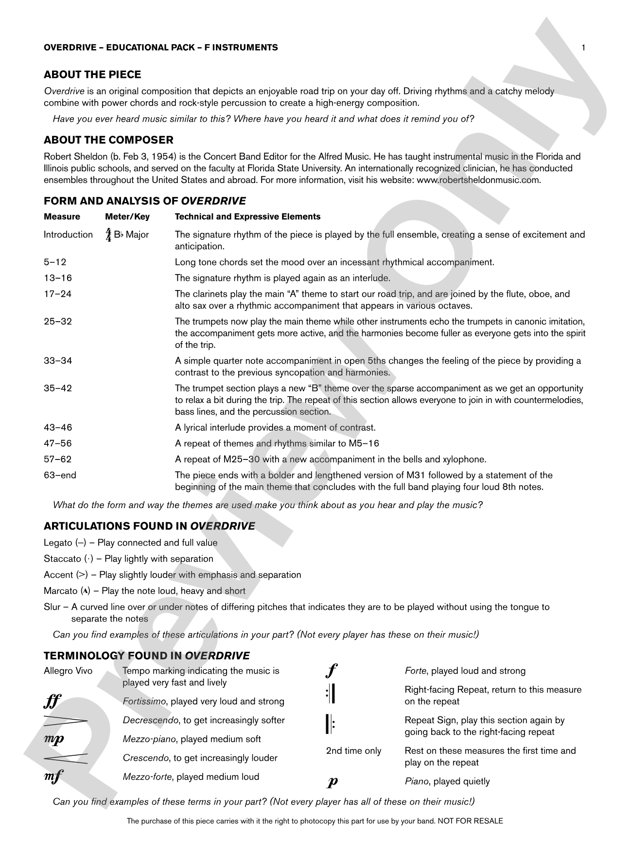 Overdrive: F Educational Pack