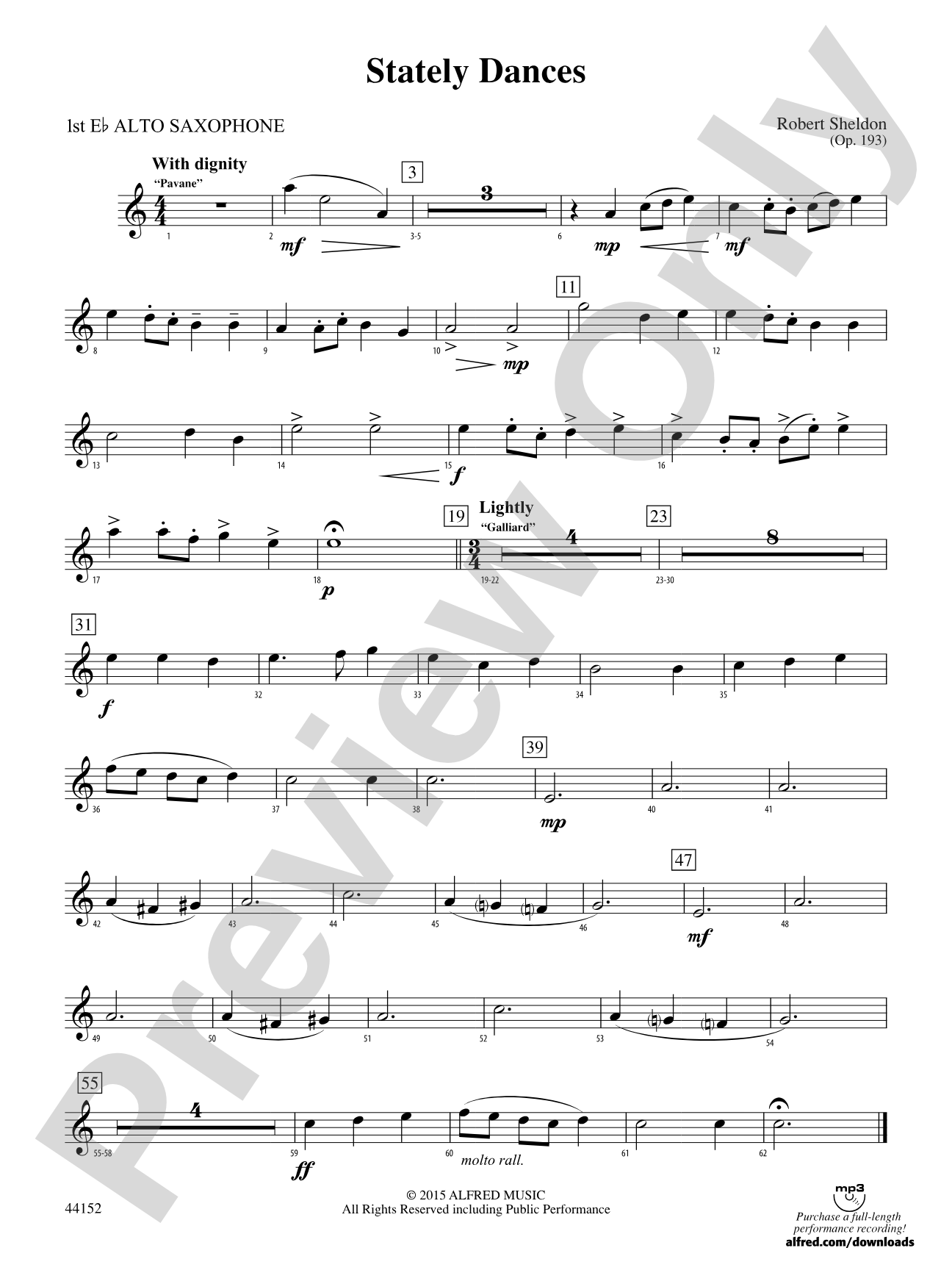 Stately Dances: E-flat Alto Saxophone
