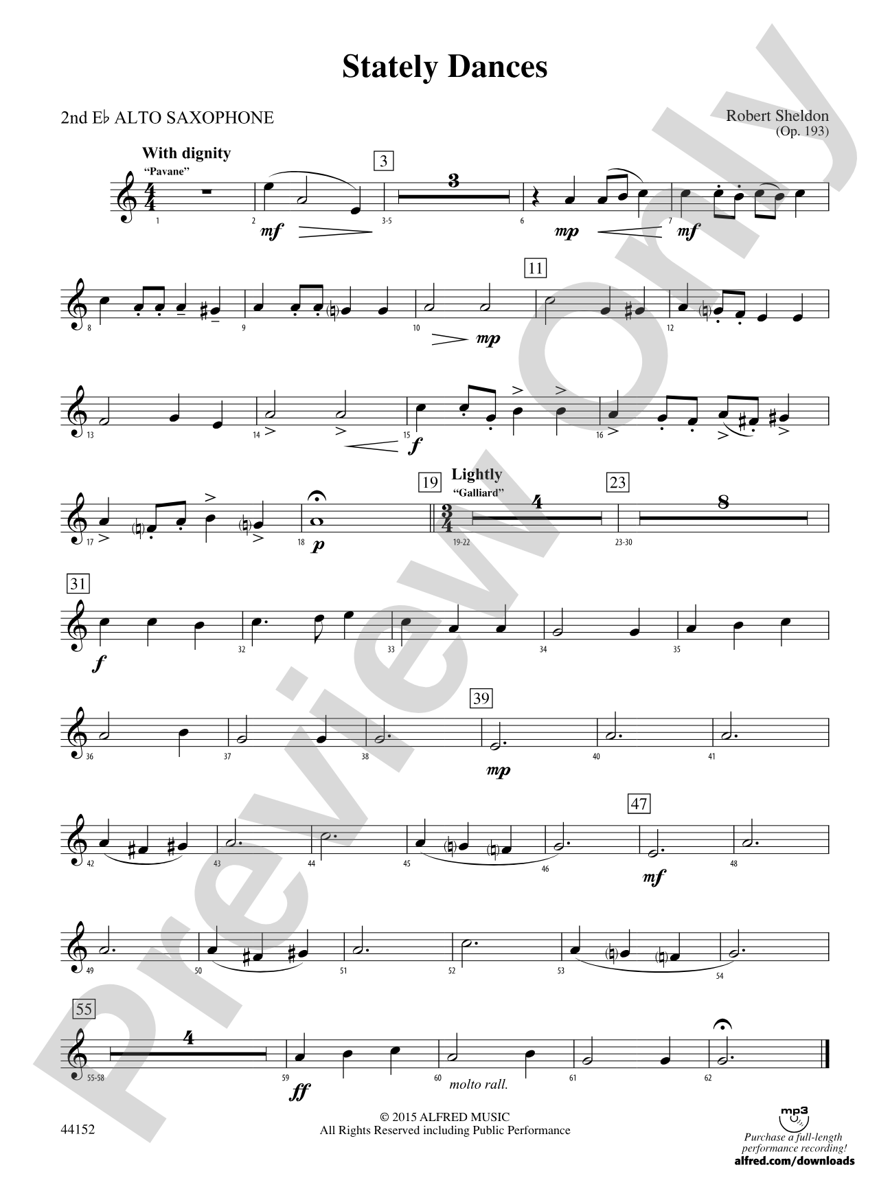 Stately Dances: 2nd E-flat Alto Saxophone