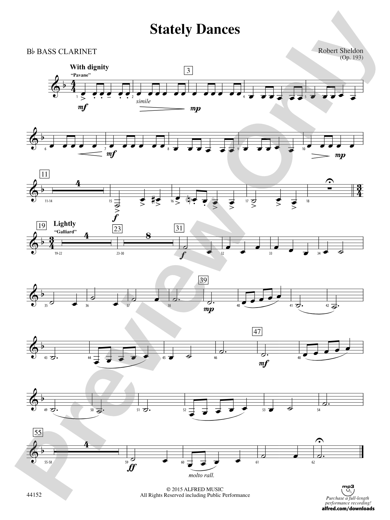 Stately Dances: B-flat Bass Clarinet