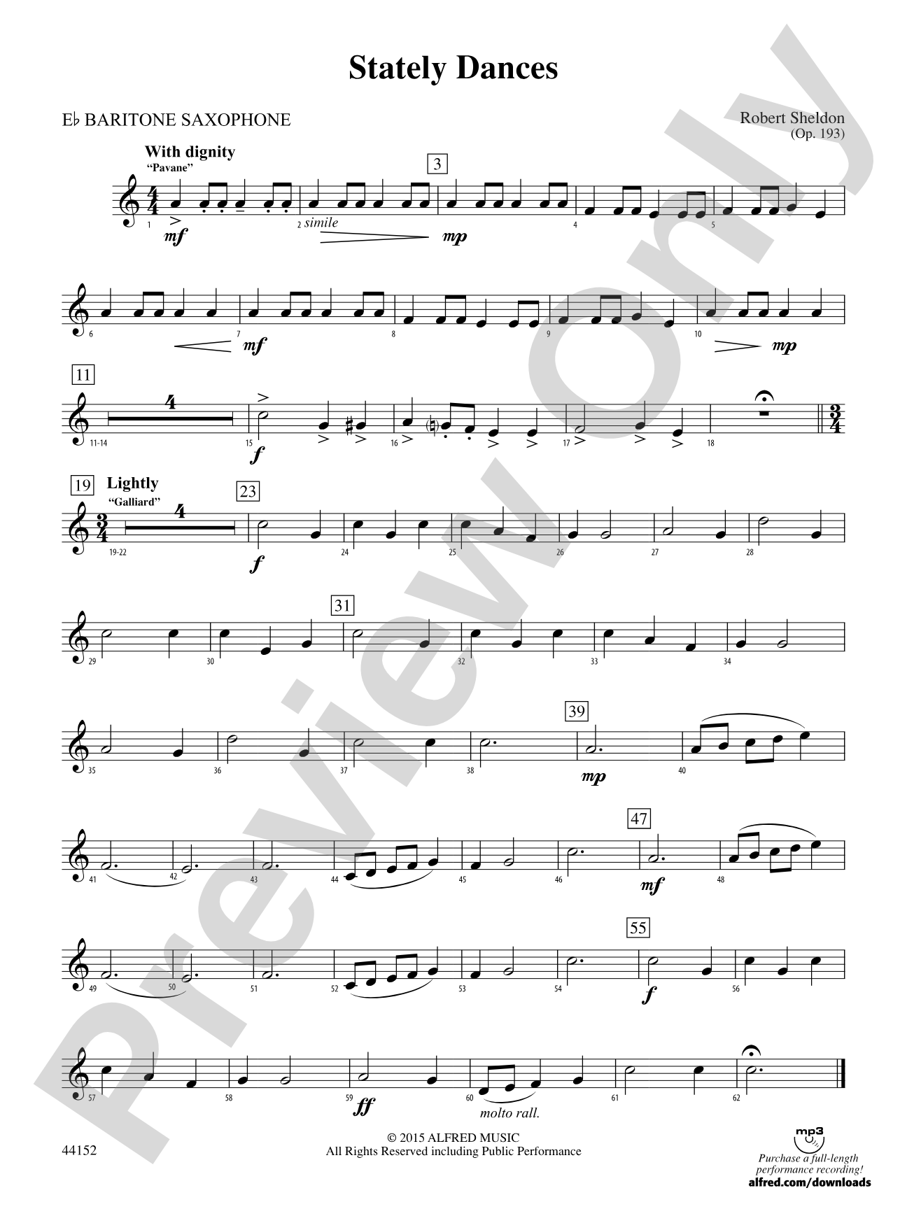 Stately Dances: E-flat Baritone Saxophone