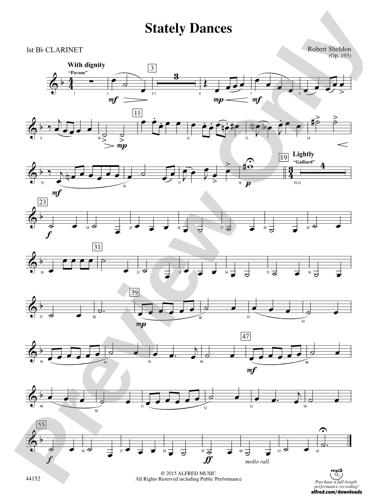 Stately Dances: 1st B-flat Clarinet