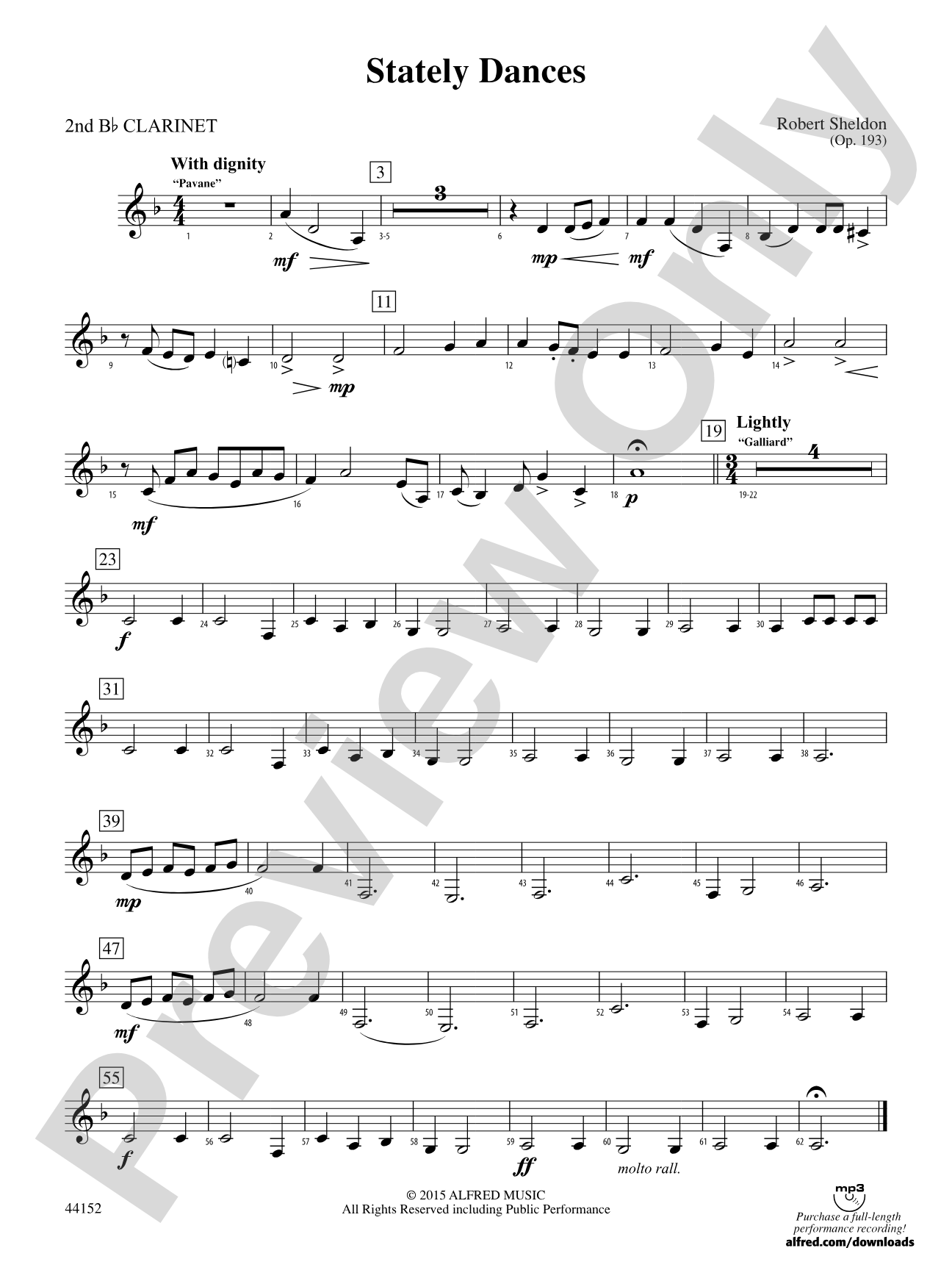 Stately Dances: 2nd B-flat Clarinet