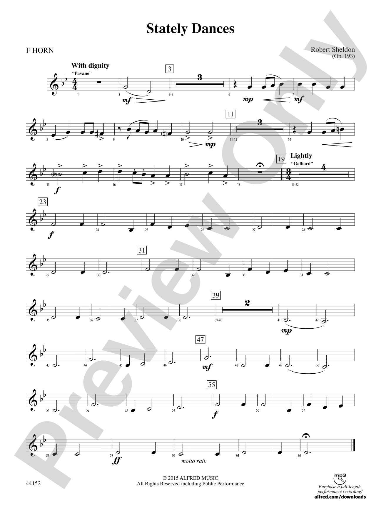 Stately Dances: 1st F Horn