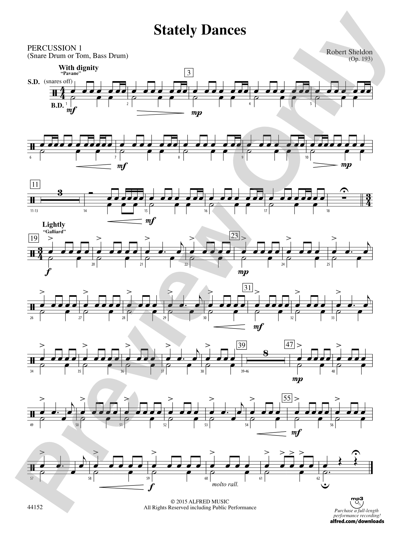 Stately Dances: 1st Percussion