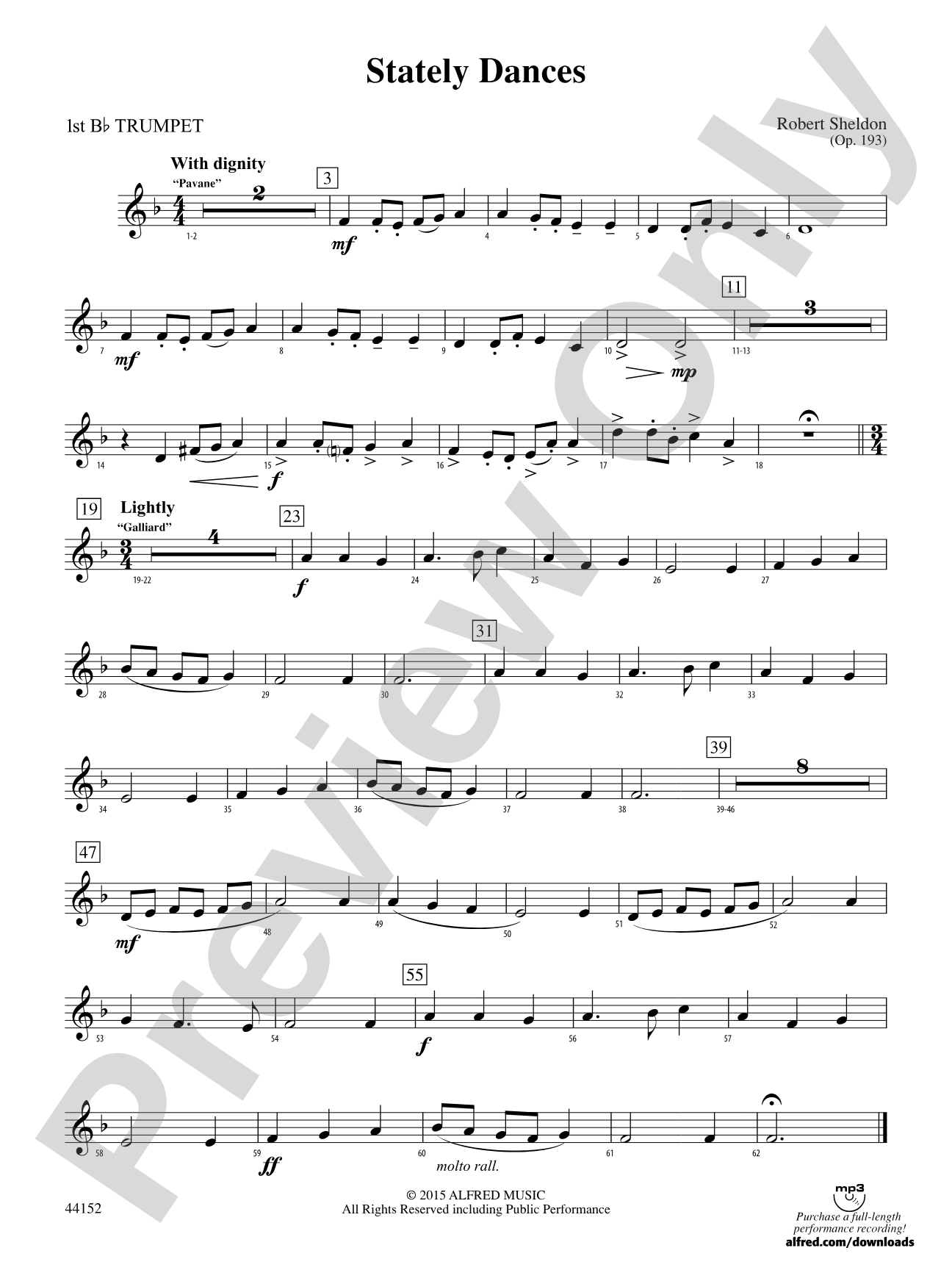 Stately Dances: 1st B-flat Trumpet