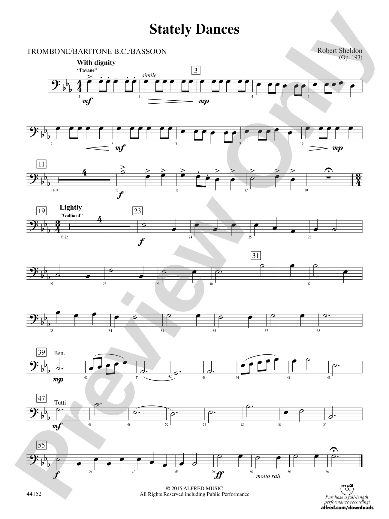 Stately Dances: 1st Trombone