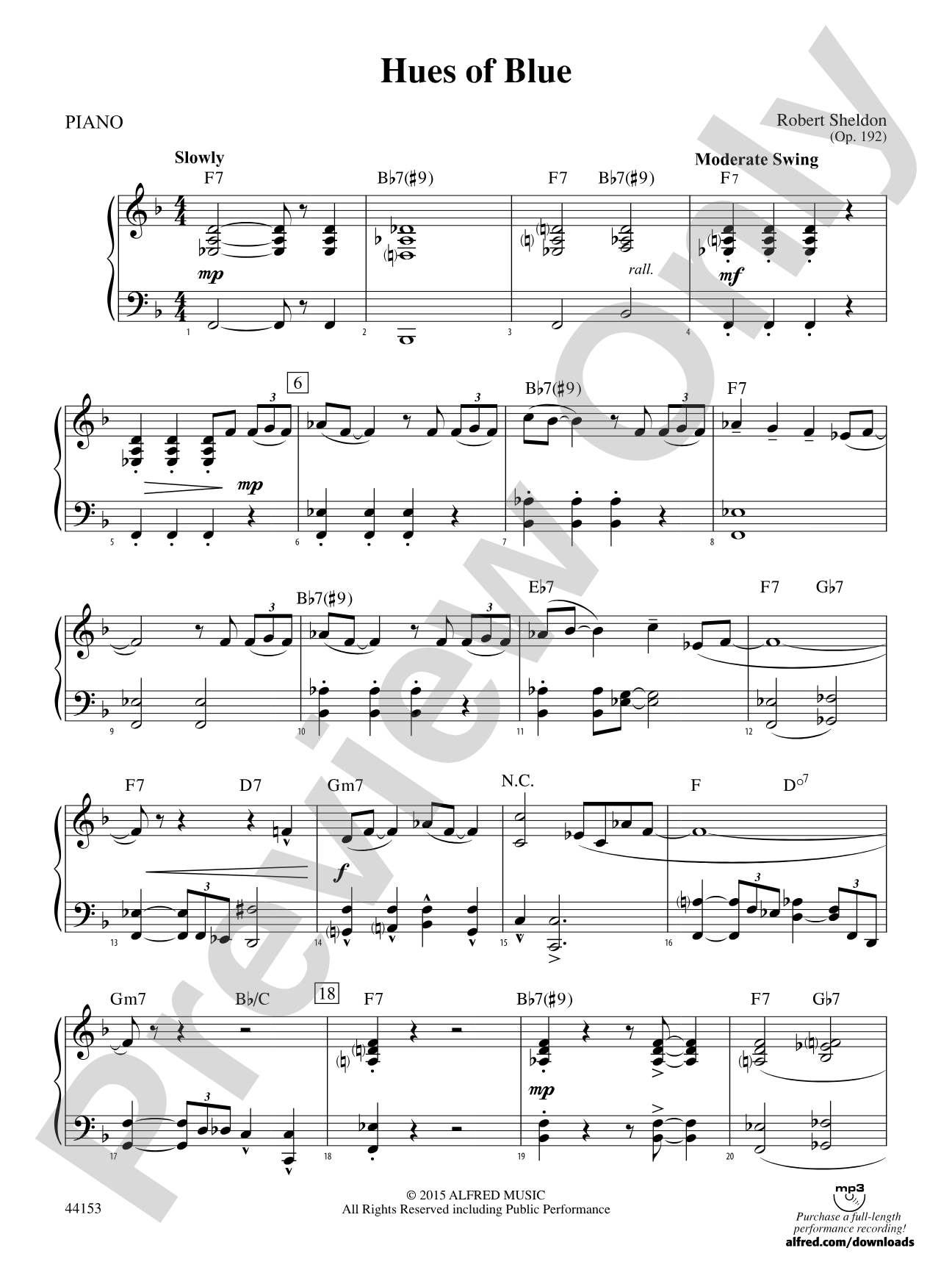 Hues of Blue: Piano Accompaniment