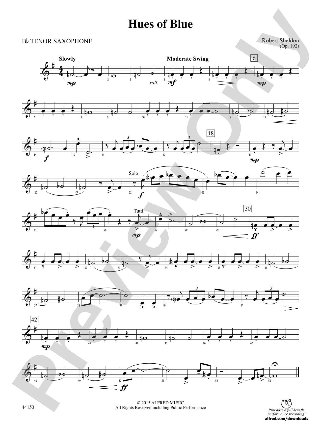Hues of Blue: B-flat Tenor Saxophone