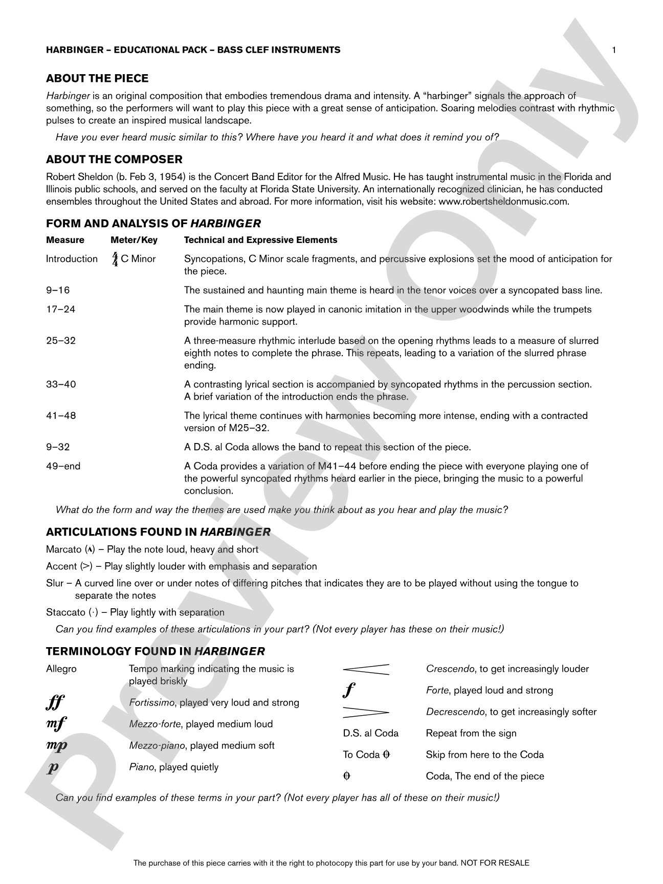 Harbinger: Bass Clef Educational Pack