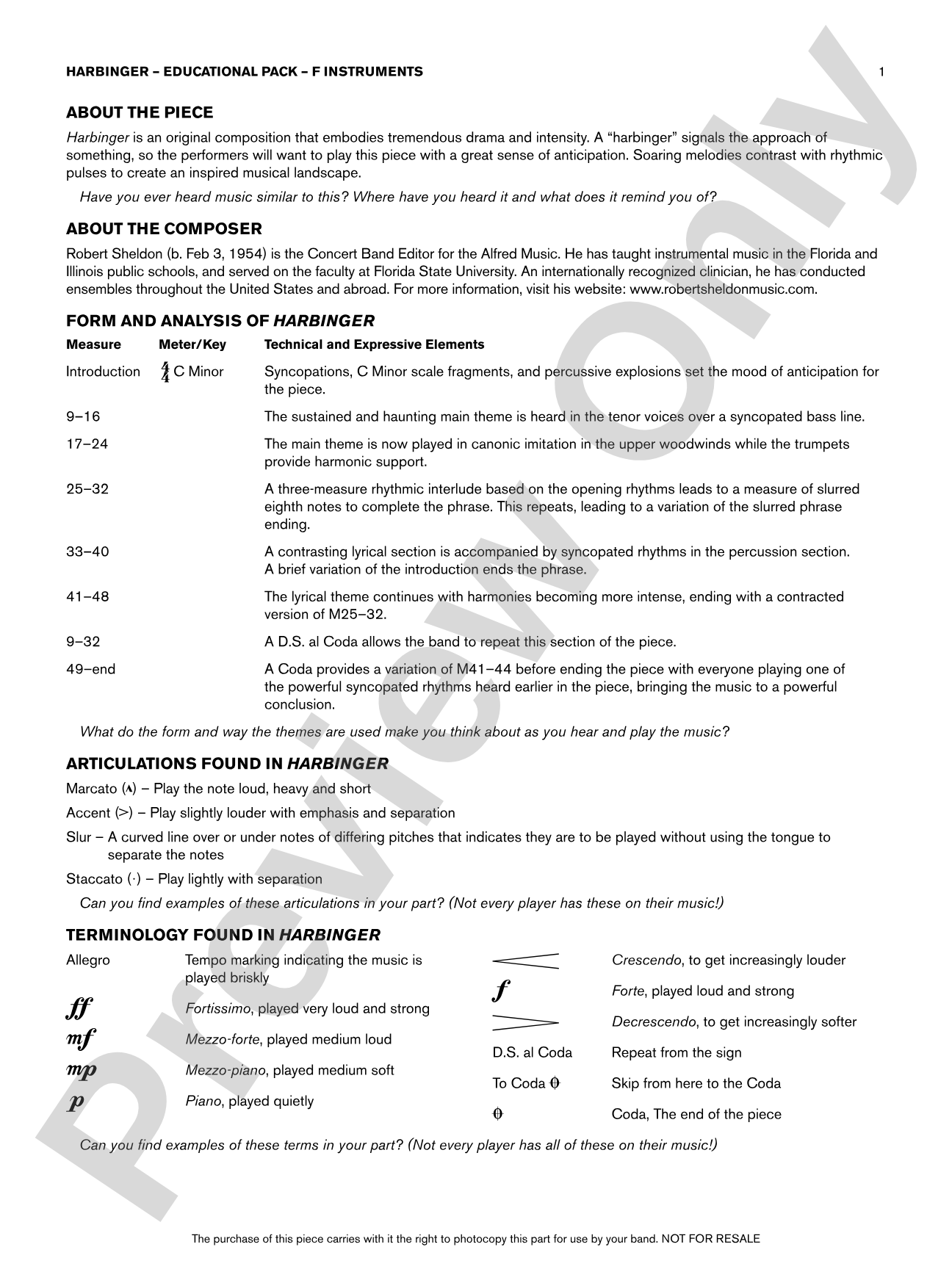 Harbinger: F Educational Pack