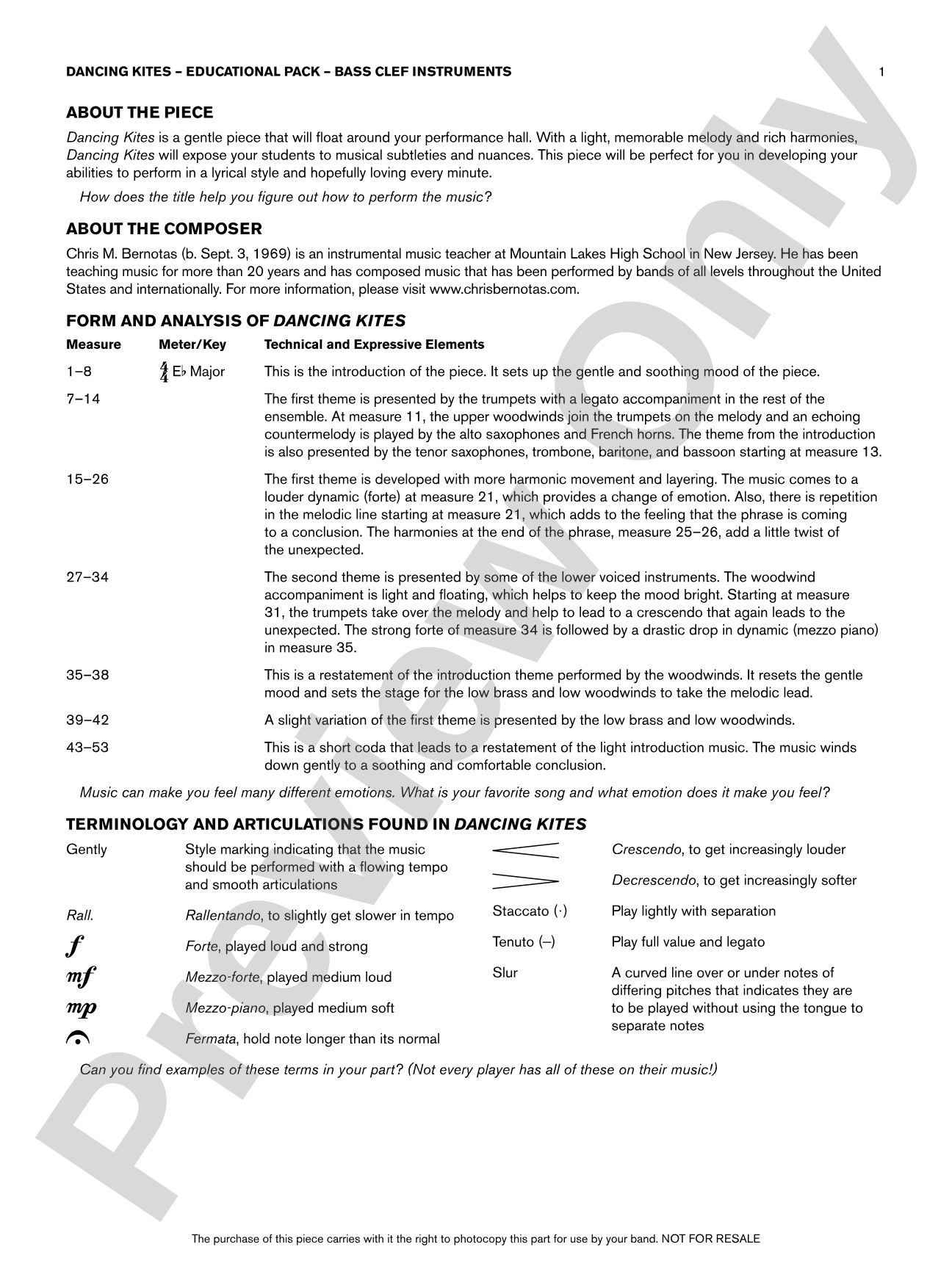Dancing Kites: Bass Clef Educational Pack