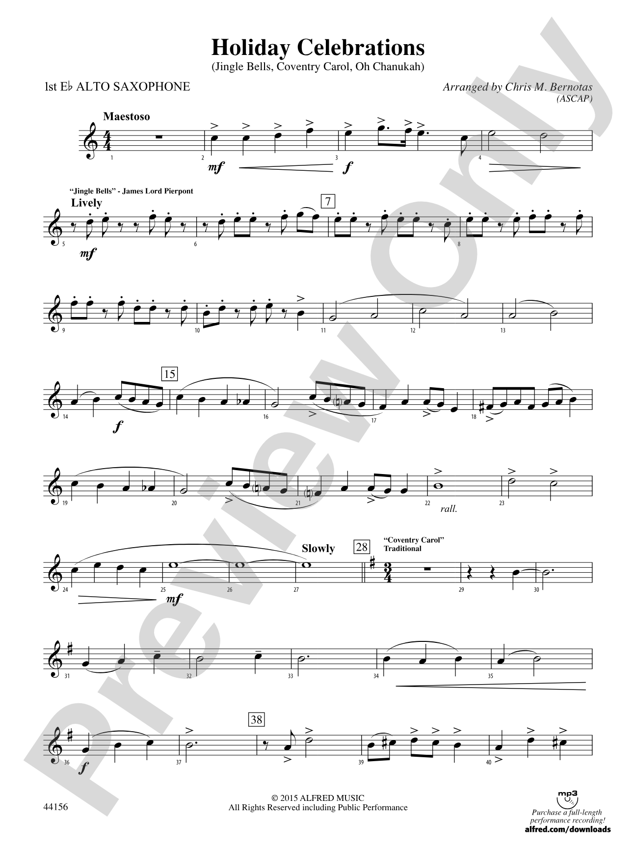 Holiday Celebrations: E-flat Alto Saxophone
